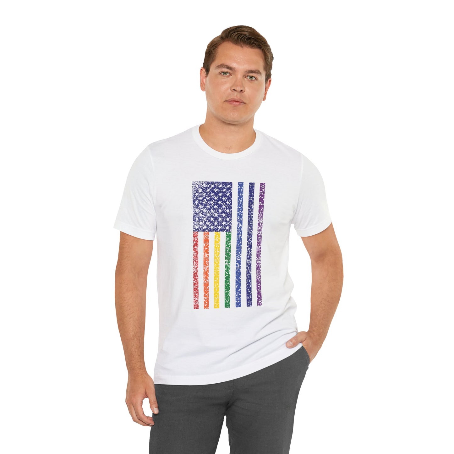 LGBTQ+ Distressed American Flag T-Shirt