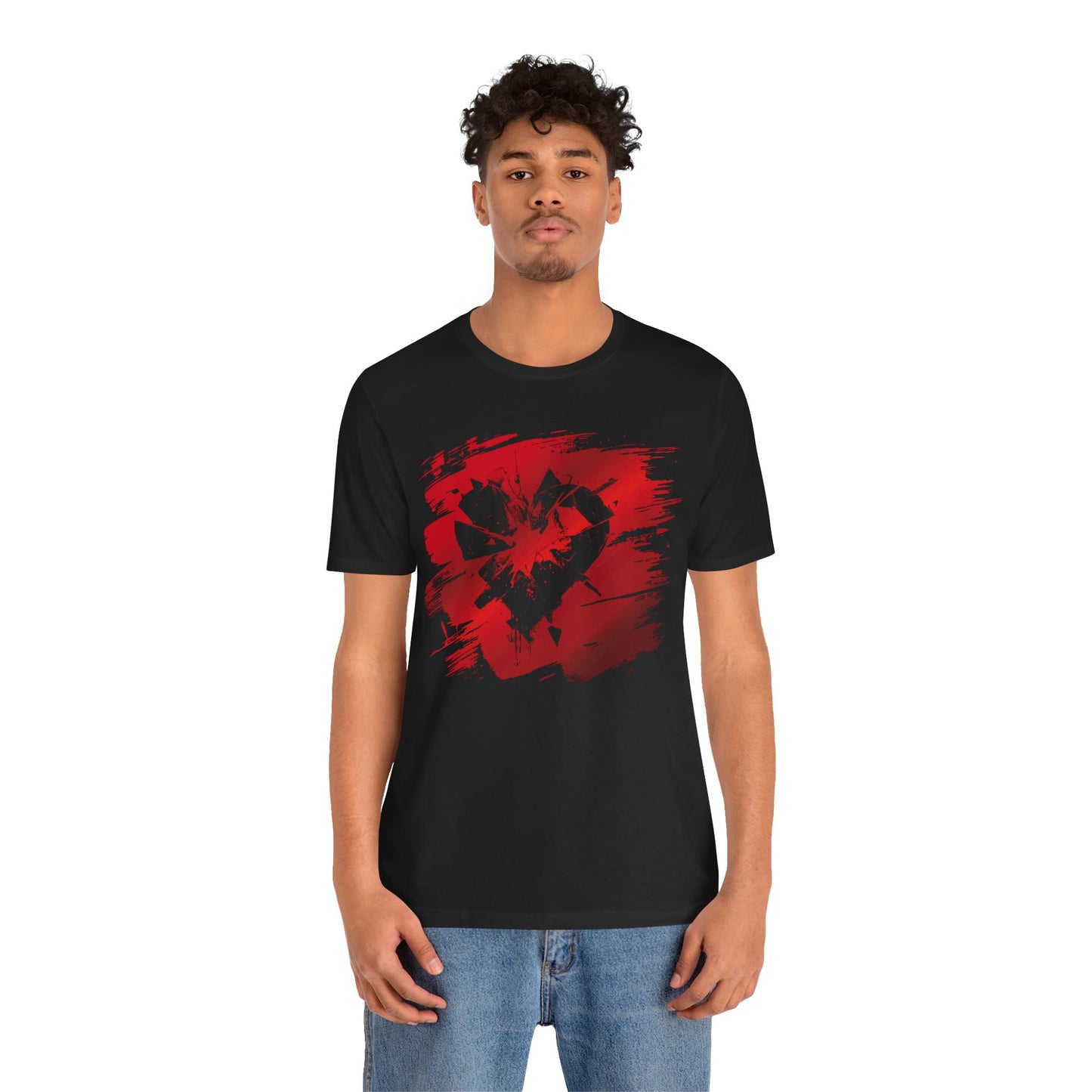 Broken Heart Brushstroke Tee — Distressed Red Heart Graphic Shirt