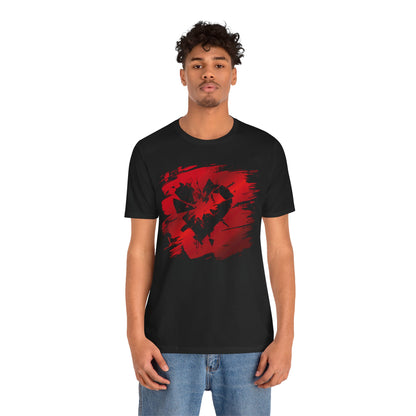 Broken Heart Brushstroke Tee — Distressed Red Heart Graphic Shirt
