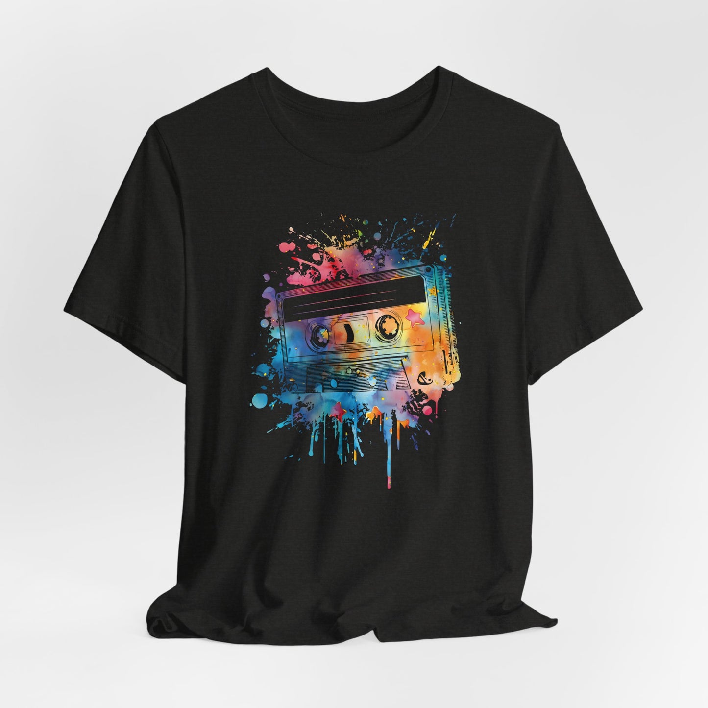 Retro Watercolor Cassette Tape T-Shirt — Vintage Music Tee