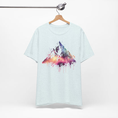 Space Mountain Watercolor Tee — Colorful Drip Peak Graphic T-Shirt