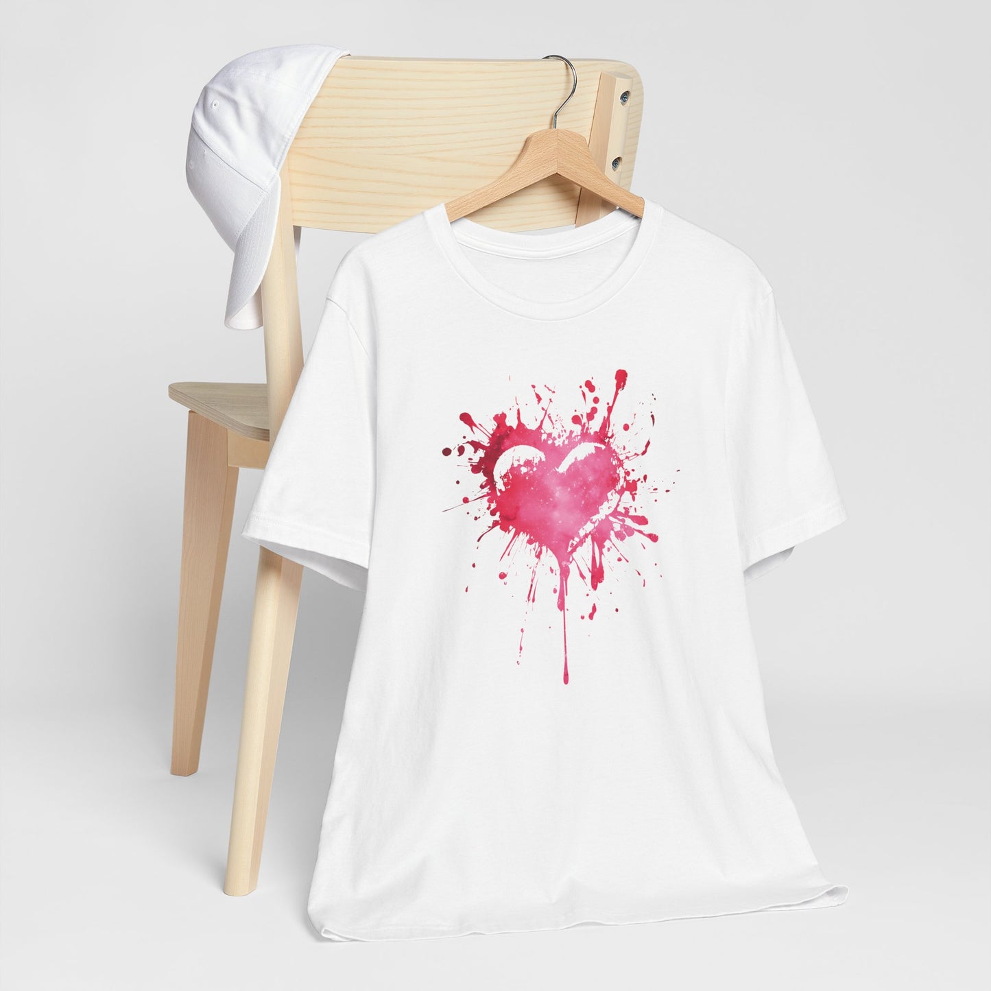 Heart Paint Splash T‑Shirt — Watercolor Pink Heart Graphic Tee