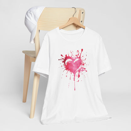 Heart Paint Splash T‑Shirt — Watercolor Pink Heart Graphic Tee