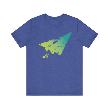 Paper Airplane Graphic Tee — Green Gradient Flight T‑Shirt