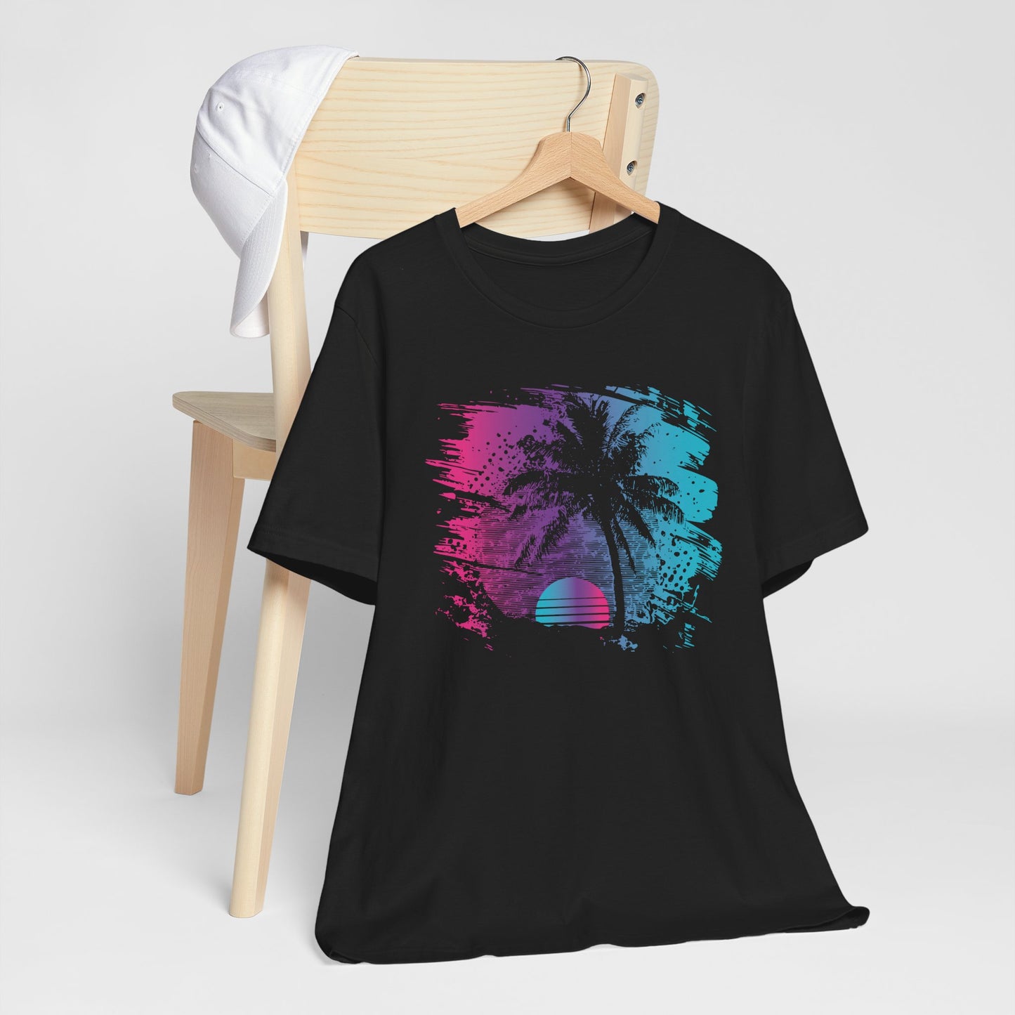 Retro Palm Sunset Tee — Vintage Beach Palm Tree T-Shirt