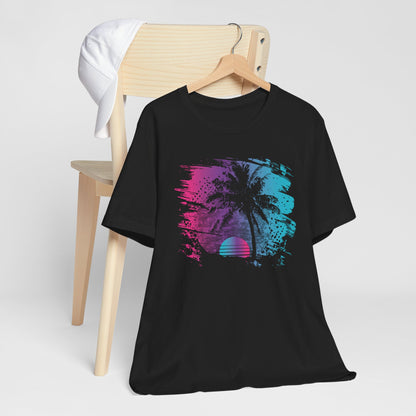Retro Palm Sunset Tee — Vintage Beach Palm Tree T-Shirt
