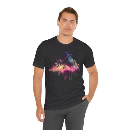 Space Mountain Watercolor Tee — Colorful Drip Peak Graphic T-Shirt