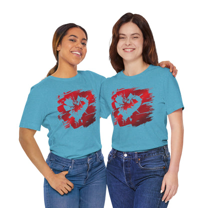 Broken Heart Brushstroke Tee — Distressed Red Heart Graphic Shirt