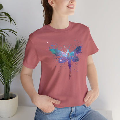 Galaxy Moth Graphic Tee - Watercolor Splatter Butterfly T-Shirt