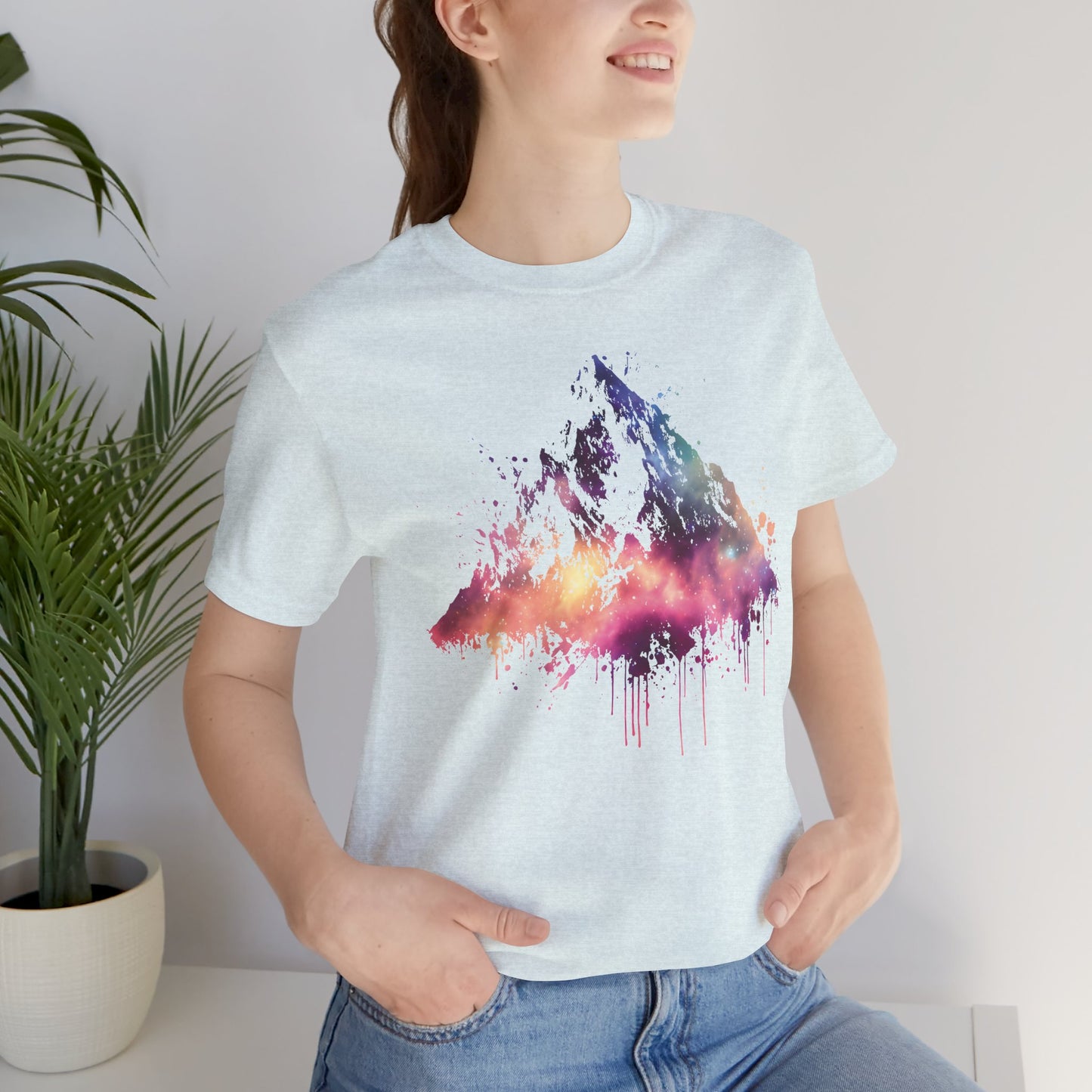 Space Mountain Watercolor Tee — Colorful Drip Peak Graphic T-Shirt