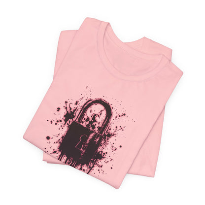 Locked Up Graphic Tee — Dark Splatter Lock Design