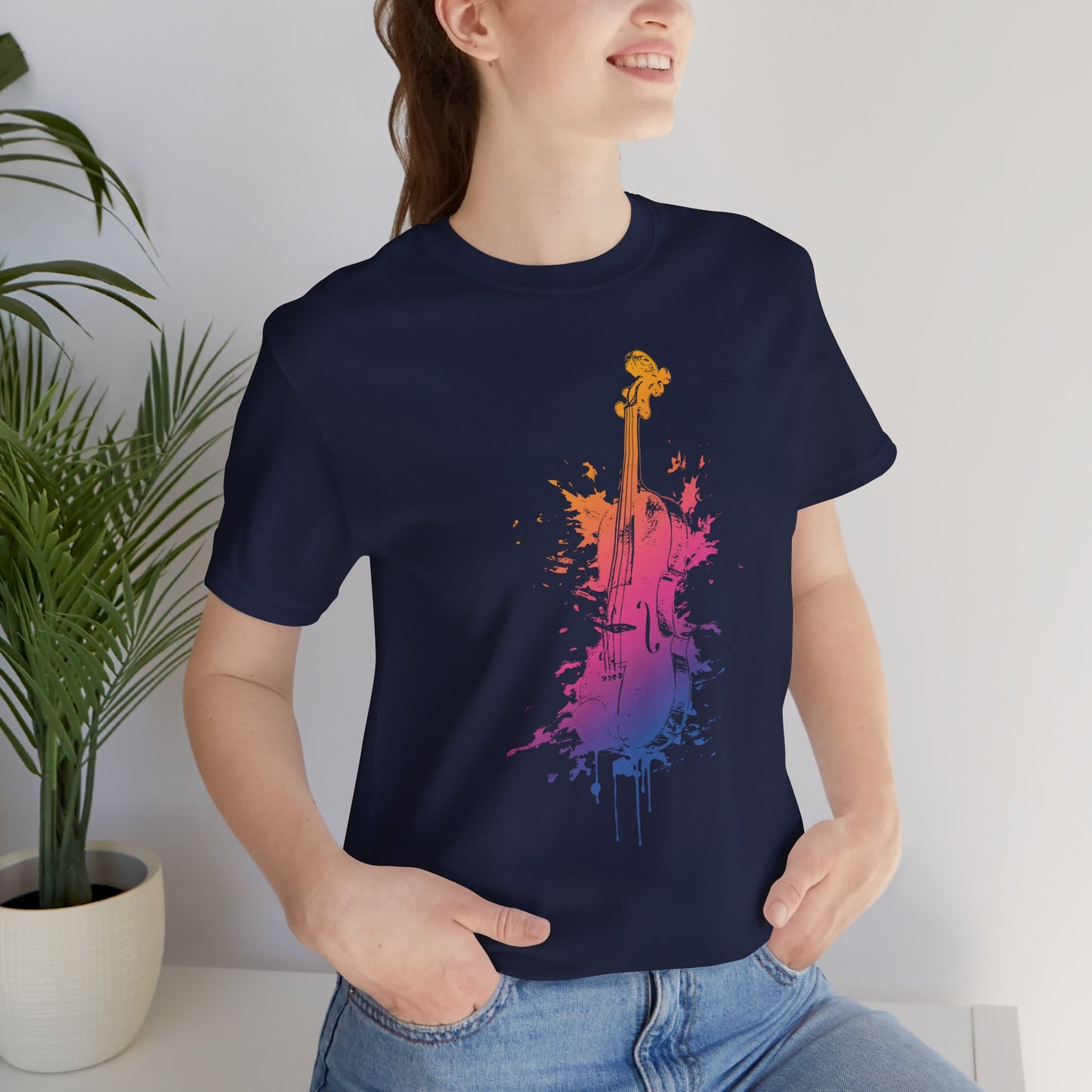 Colorful Violin Splash T-Shirt — Watercolor Musician Tee for Violinists & Music Lovers