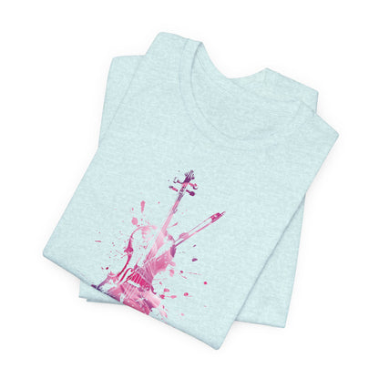 T-Shirt — Pink Watercolor Violin/Cello Graphic Tee