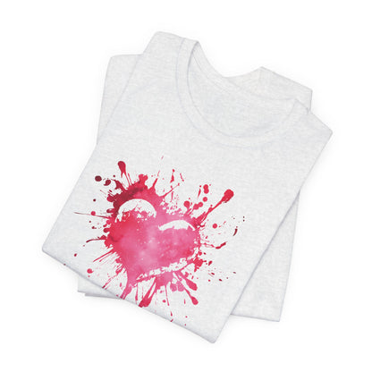 Heart Paint Splash T‑Shirt — Watercolor Pink Heart Graphic Tee