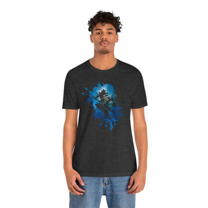 Watercolor Skateboarder T-Shirt — Blue Splash Graphic Tee