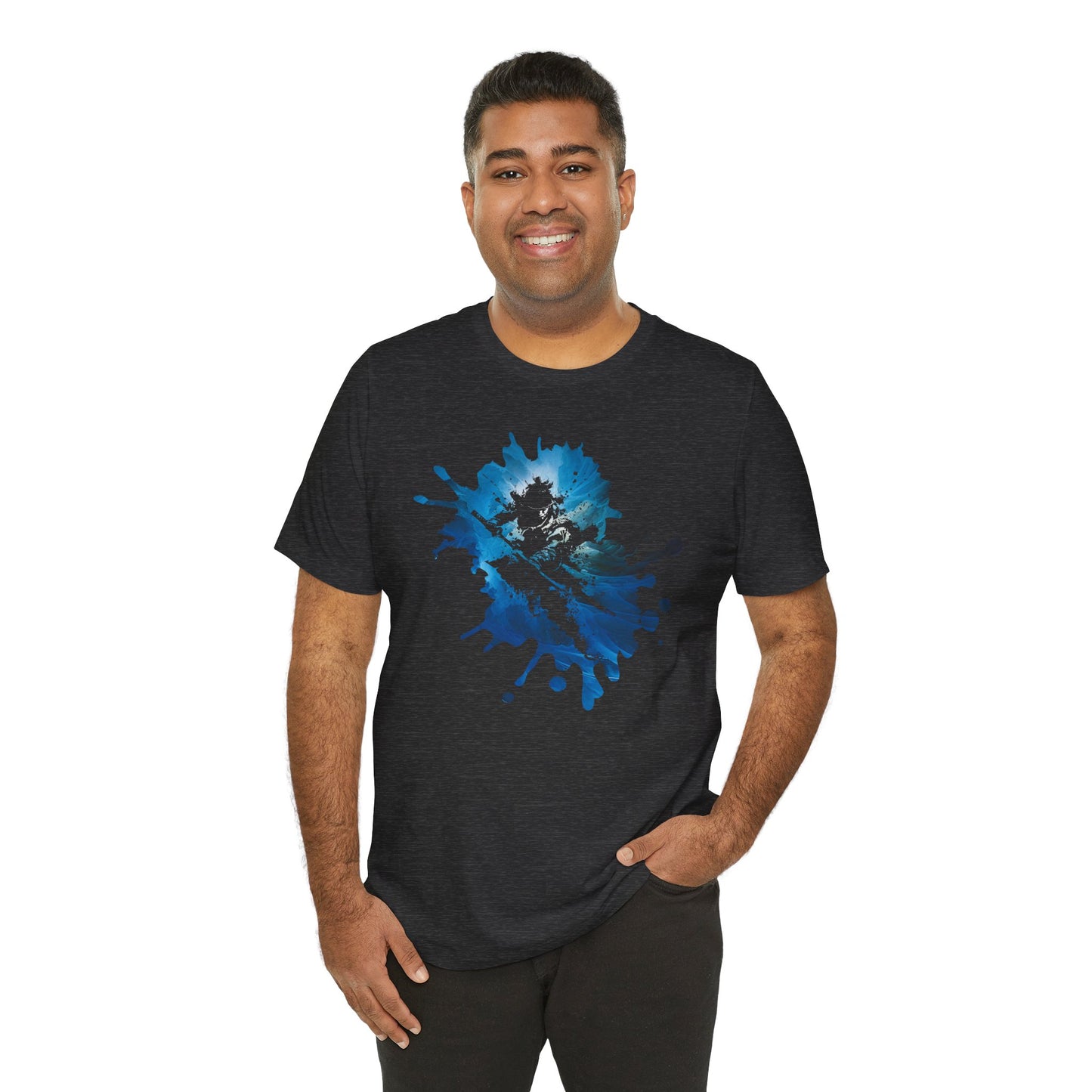 Watercolor Skateboarder T-Shirt — Blue Splash Graphic Tee