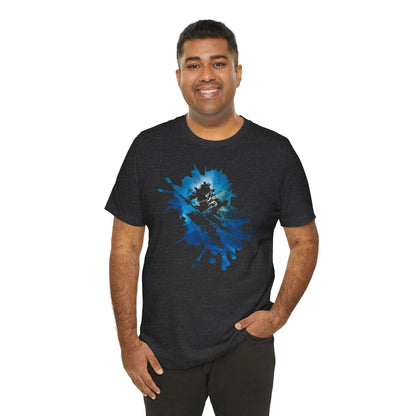 Watercolor Skateboarder T-Shirt — Blue Splash Graphic Tee