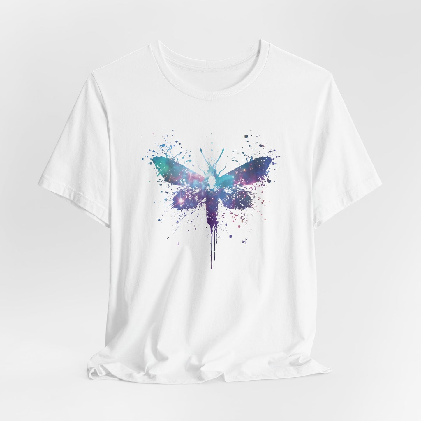 Galaxy Moth Graphic Tee - Watercolor Splatter Butterfly T-Shirt