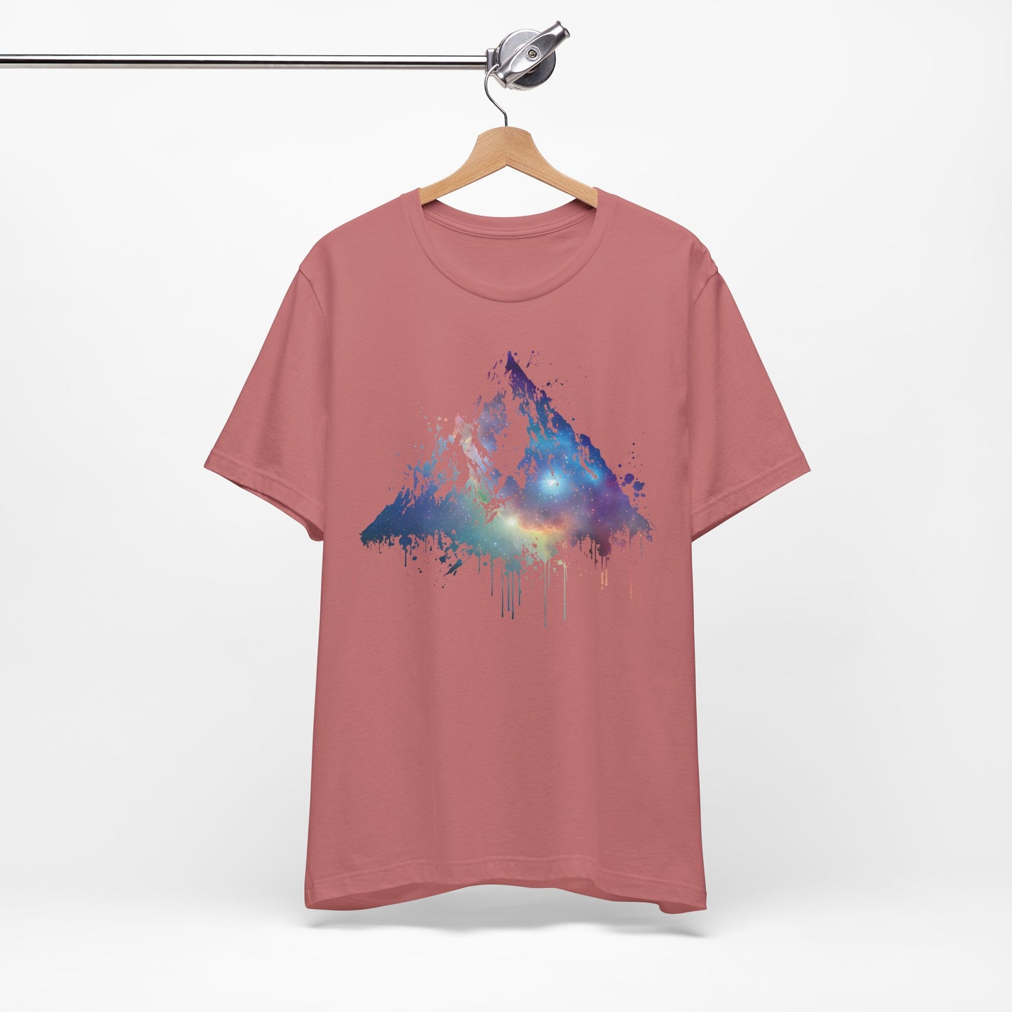 Space Mountain Watercolor Tee — Colorful Drip Peak Graphic T-Shirt