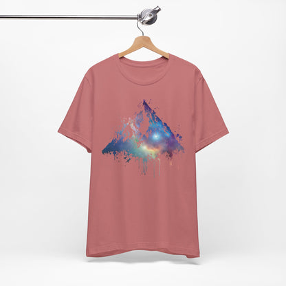 Space Mountain Watercolor Tee — Colorful Drip Peak Graphic T-Shirt