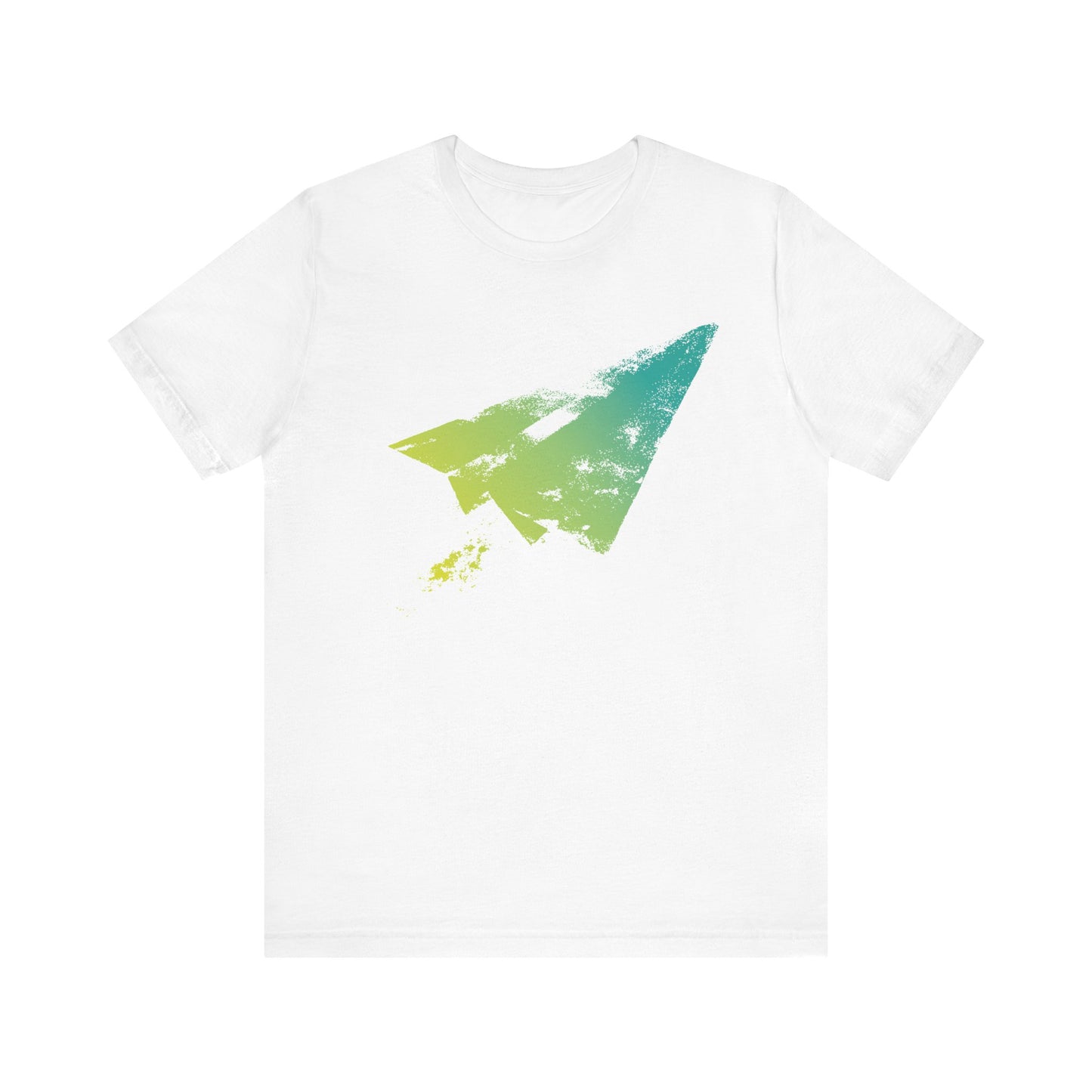 Paper Airplane Graphic Tee — Green Gradient Flight T‑Shirt