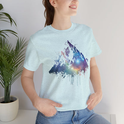 Space Mountain Watercolor Tee — Colorful Drip Peak Graphic T-Shirt