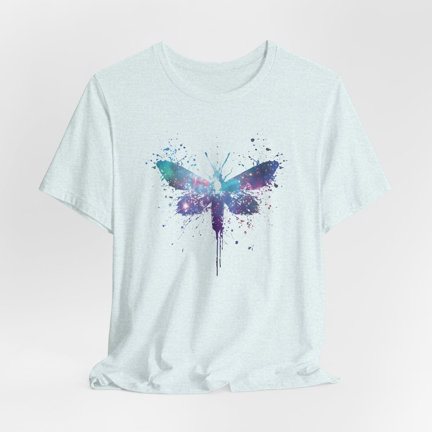 Galaxy Moth Graphic Tee - Watercolor Splatter Butterfly T-Shirt