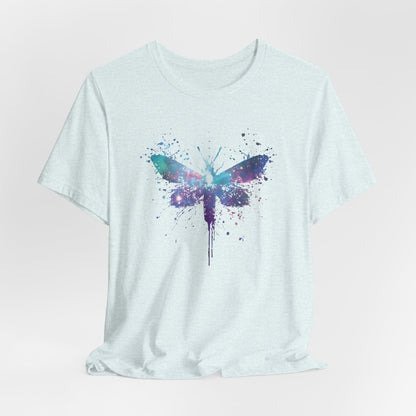 Galaxy Moth Graphic Tee - Watercolor Splatter Butterfly T-Shirt