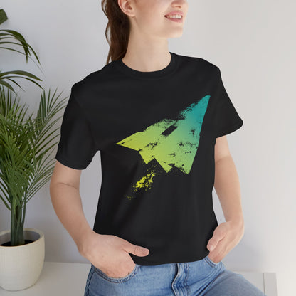 Paper Airplane Graphic Tee — Green Gradient Flight T‑Shirt