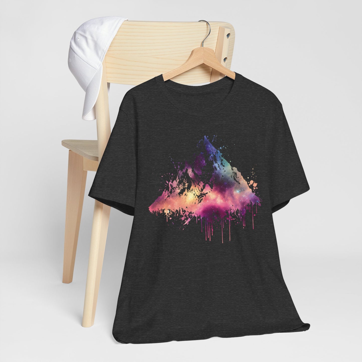 Space Mountain Watercolor Tee — Colorful Drip Peak Graphic T-Shirt