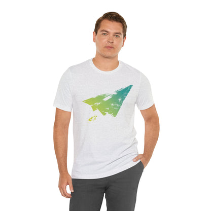 Paper Airplane Graphic Tee — Green Gradient Flight T‑Shirt