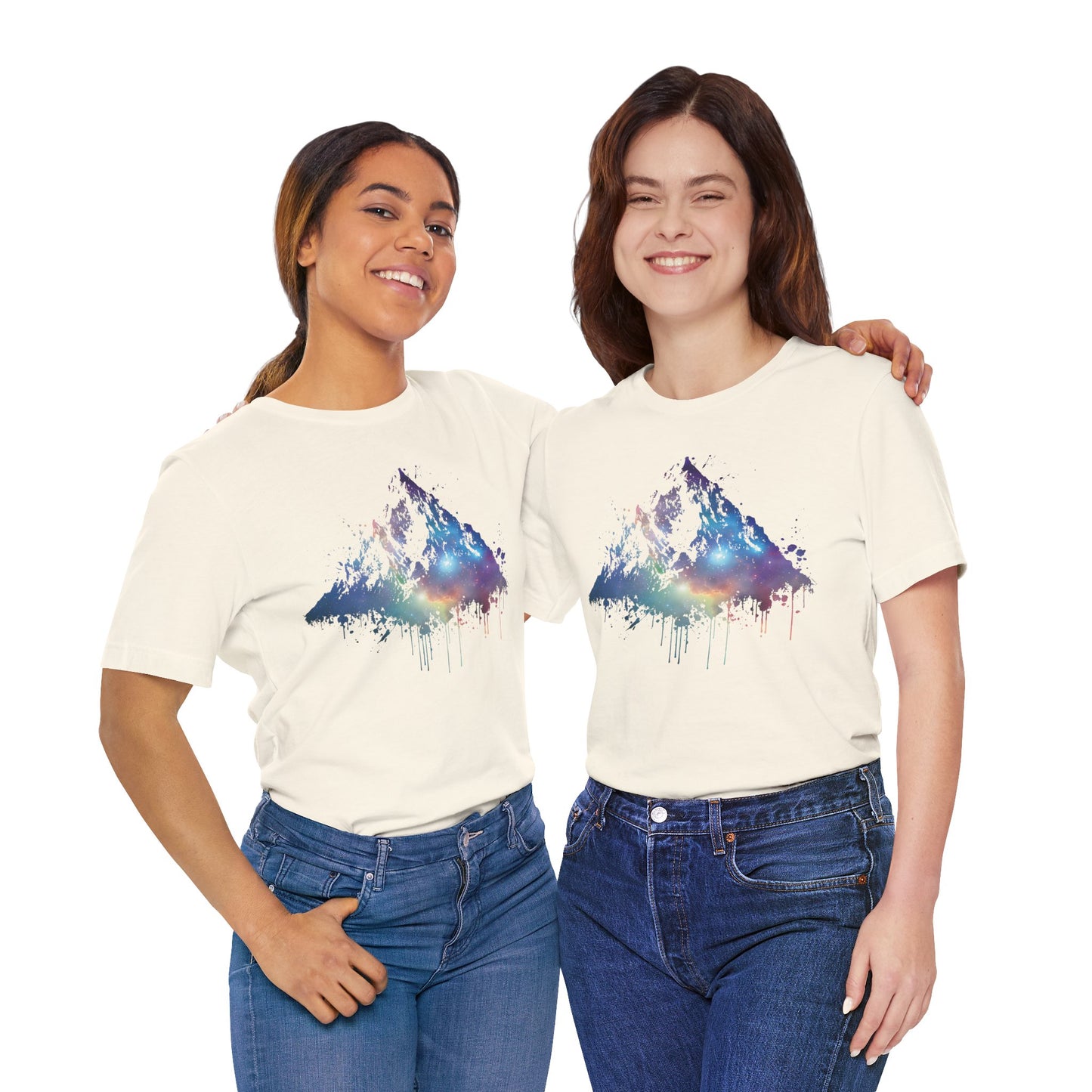 Space Mountain Watercolor Tee — Colorful Drip Peak Graphic T-Shirt