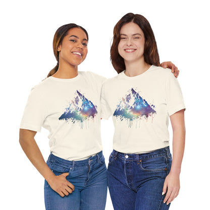 Space Mountain Watercolor Tee — Colorful Drip Peak Graphic T-Shirt