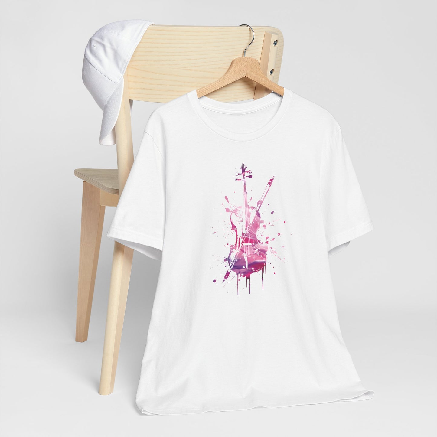 T-Shirt — Pink Watercolor Violin/Cello Graphic Tee