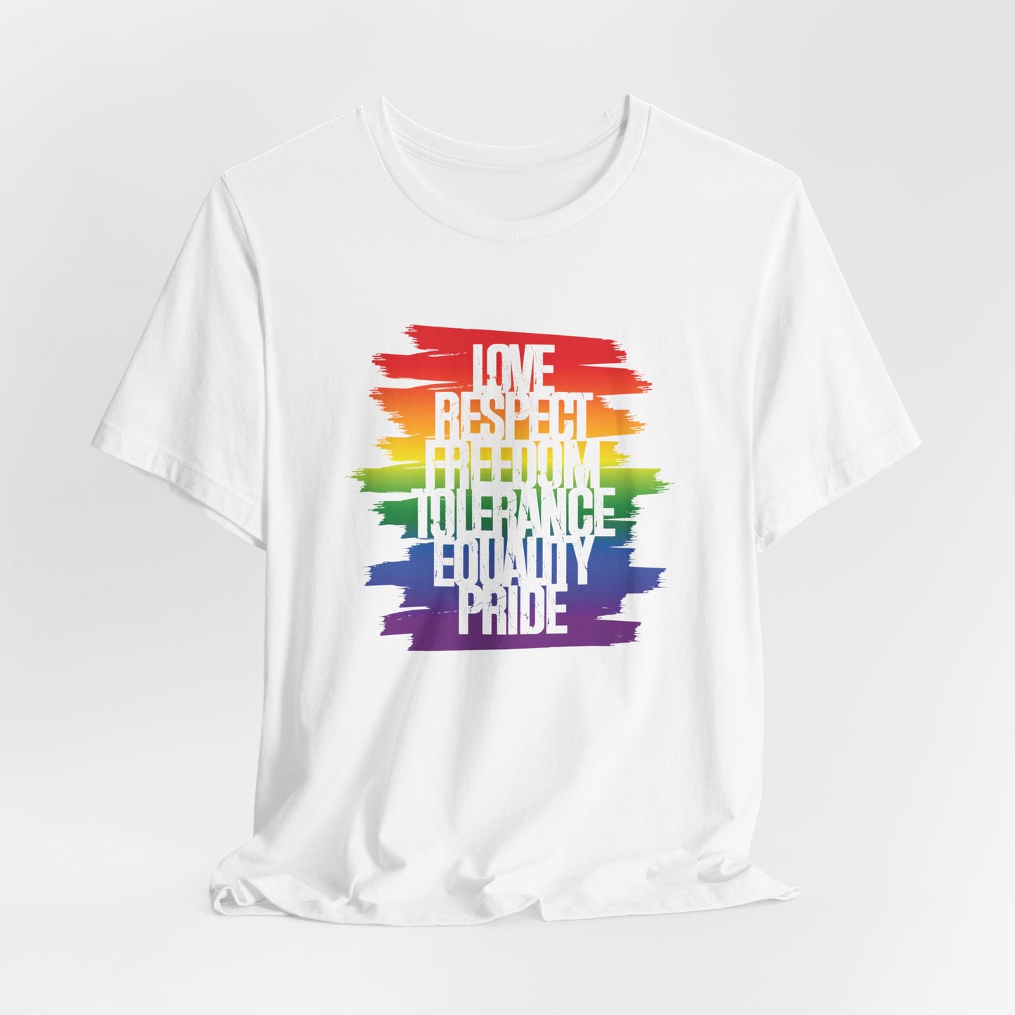 Pride Rainbow Values T‑Shirt — Love Respect Freedom Tolerance Equality Pride Tee