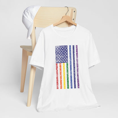 LGBTQ+ Distressed American Flag T-Shirt