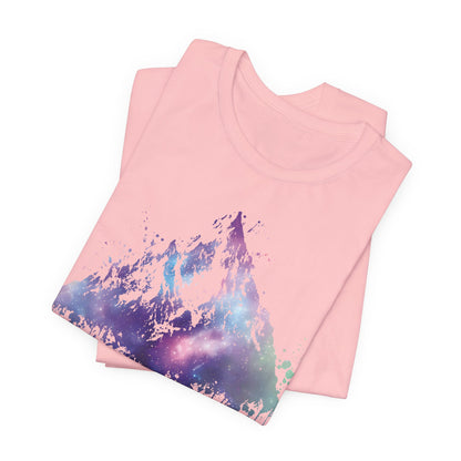 Space Mountain Watercolor Tee — Colorful Drip Peak Graphic T-Shirt