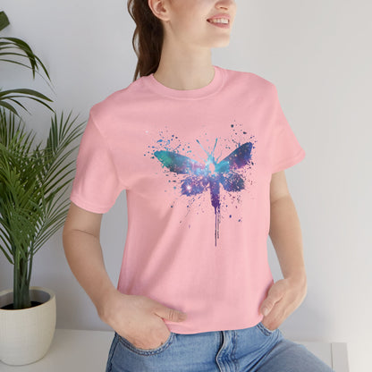 Galaxy Moth Graphic Tee - Watercolor Splatter Butterfly T-Shirt