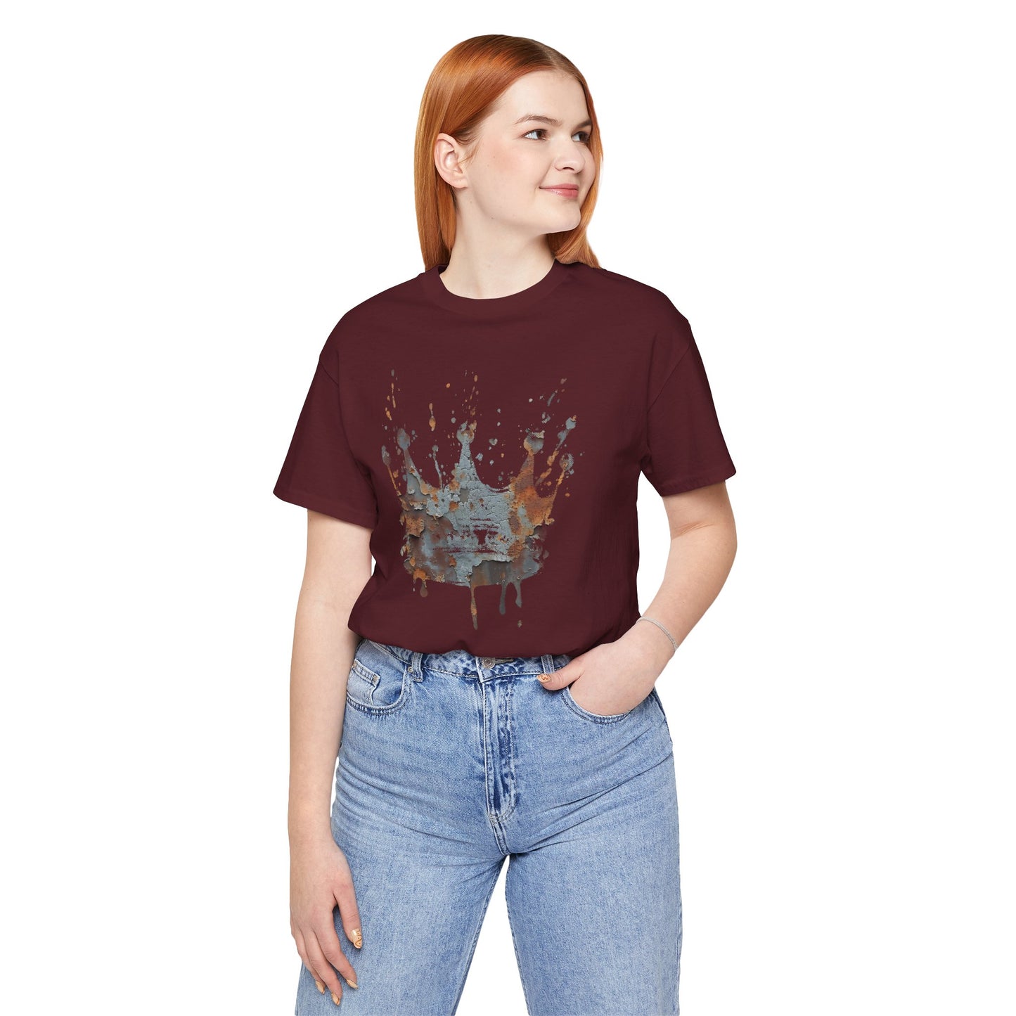 Weathered Kingdom T-Shirt — Watercolor Drip King Crown Graphic Tee