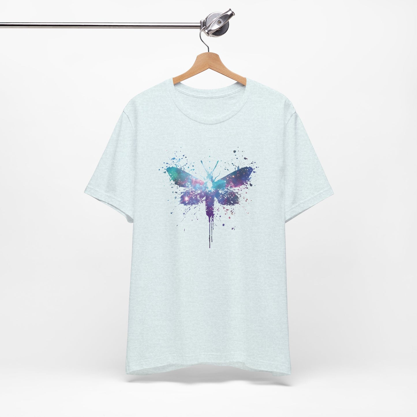 Galaxy Moth Graphic Tee - Watercolor Splatter Butterfly T-Shirt