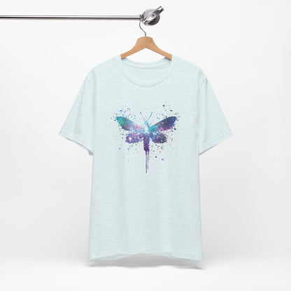 Galaxy Moth Graphic Tee - Watercolor Splatter Butterfly T-Shirt