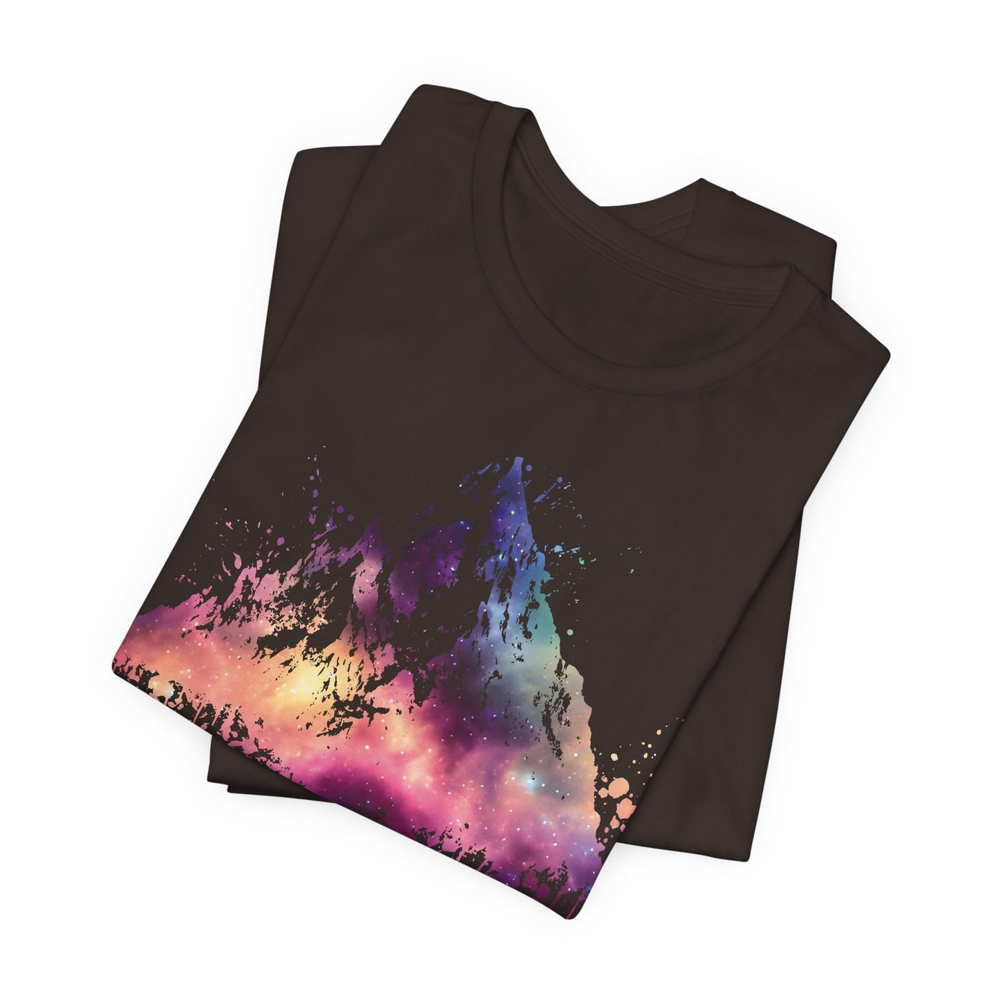 Space Mountain Watercolor Tee — Colorful Drip Peak Graphic T-Shirt