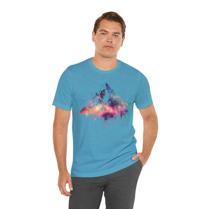 Space Mountain Watercolor Tee — Colorful Drip Peak Graphic T-Shirt