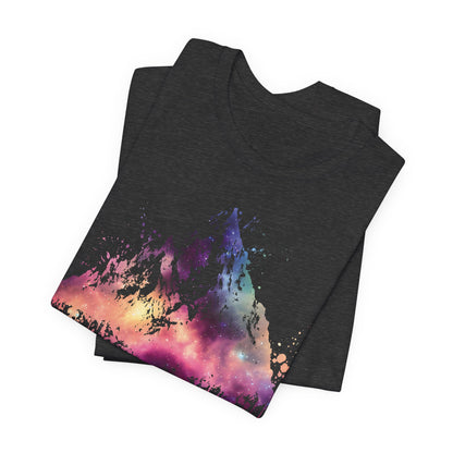 Space Mountain Watercolor Tee — Colorful Drip Peak Graphic T-Shirt