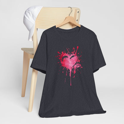 Heart Paint Splash T‑Shirt — Watercolor Pink Heart Graphic Tee