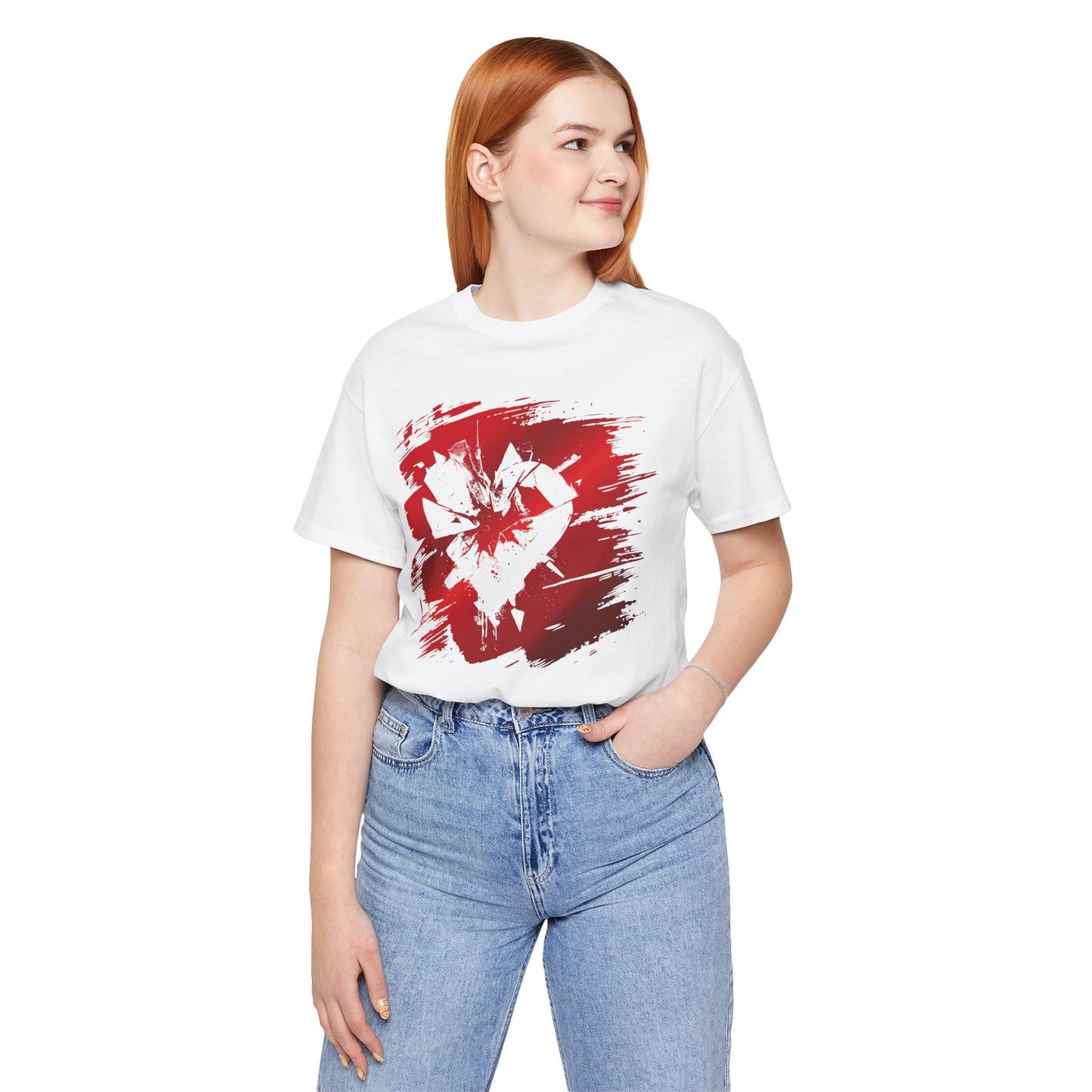 Broken Heart Brushstroke Tee — Distressed Red Heart Graphic Shirt