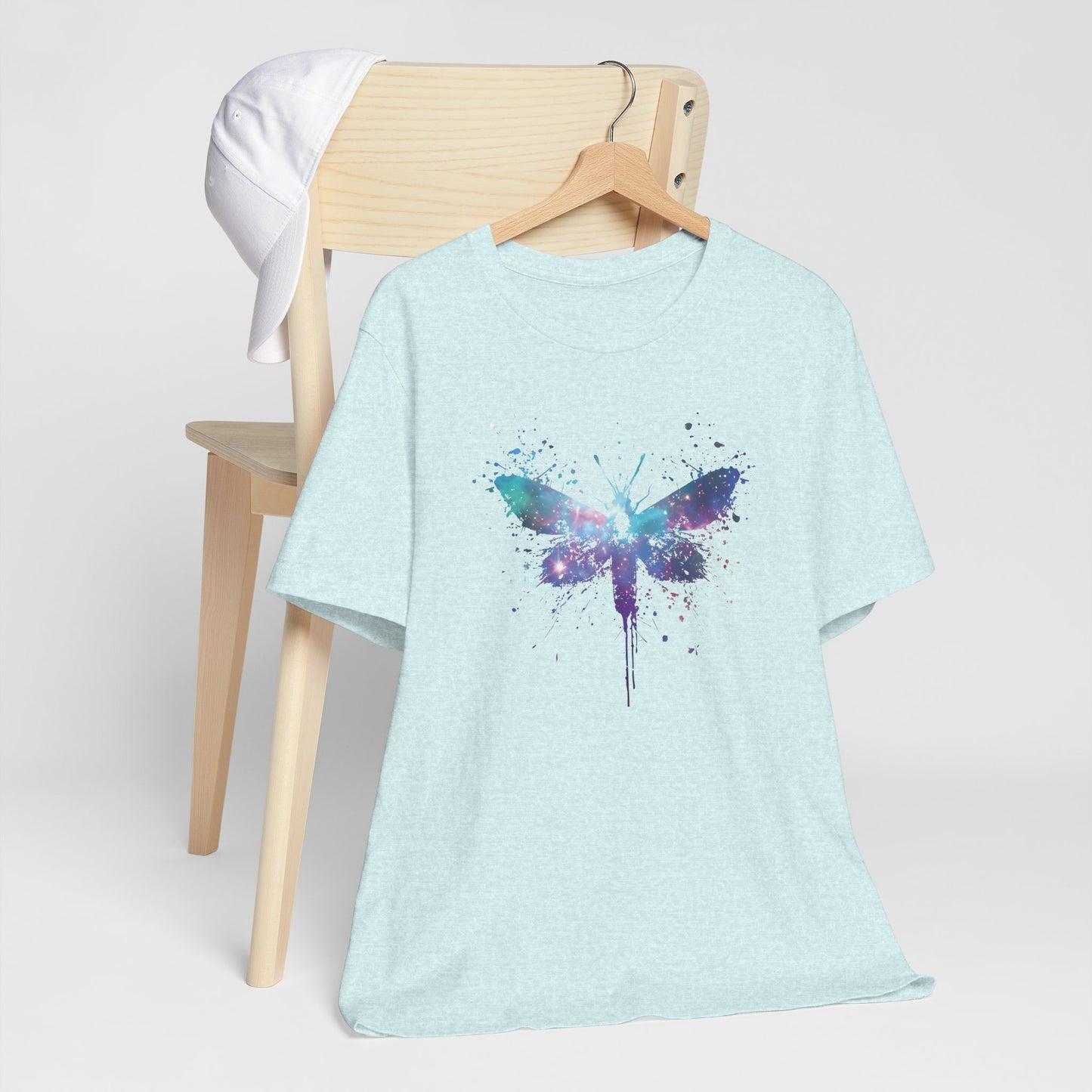Galaxy Moth Graphic Tee - Watercolor Splatter Butterfly T-Shirt