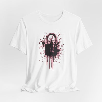 Locked Up Graphic Tee — Dark Splatter Lock Design