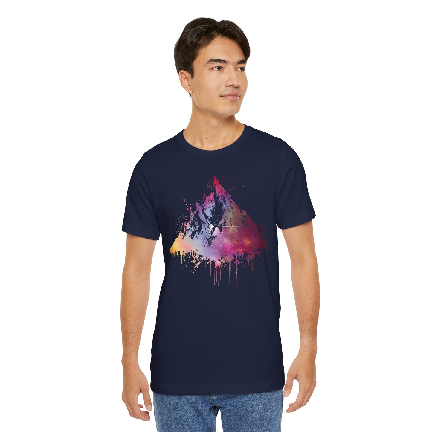 Space Mountain Watercolor Tee — Colorful Drip Peak Graphic T-Shirt