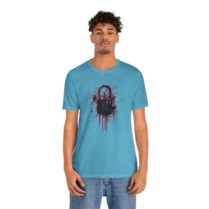 Locked Up Graphic Tee — Dark Splatter Lock Design